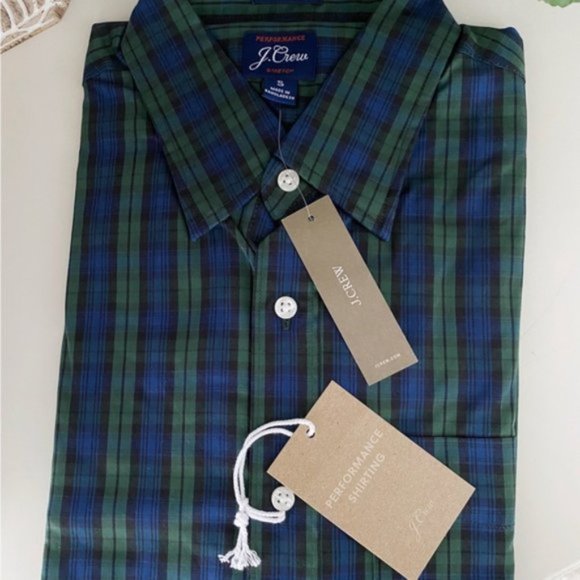 J. Crew | Slim Performance Twill Shirt Buttondown Long Sleeve Pine Plaid Green - Picture 12 of 14